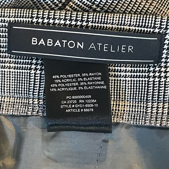 Aritzia Babaton Conan Pants Cropped GlenCheck Plaid High Rise Pull On Stretch 4 - Picture 9 of 11